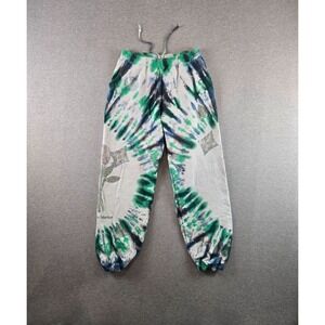 Los Angeles Apparel Sweatpants Unisex L Tie Dye Green Bedazzled Floral Joggers